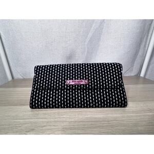 Vintage Kate Spade Black White Red Classic Wool Wallet Clutch